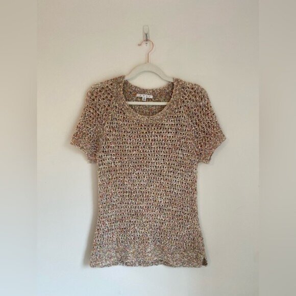Cabi Women's Open Knit Multi-Color Short Sleeve Cotton Sweater Size M - Picture 1 of 9